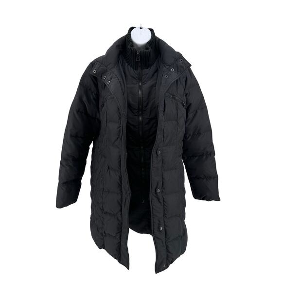 Calvin Klein Coat Jacket Black WMNS M Puffer With Set In Bib Detail Double Layer - Picture 2 of 8